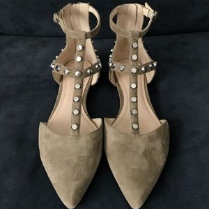 Marc Fisher Suede Stud Pointed Toe Flats